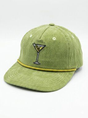SNAG Collective Dirty Martini Green Corduroy Rope Hat Snapback 5-Panel Gorp NWT